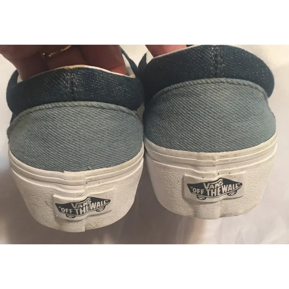 Vans Slip‎ On Blue Denim Ombré Shoes Size Womens 6, Mens 4.5